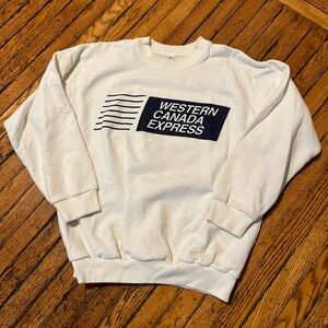 Vintage 90s Western Canada Express Crewneck Sweatshirt White Size Large Mens